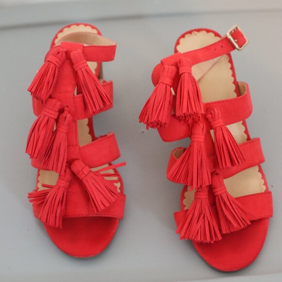 Crown & Ivy  Lucyn Tassel Heels with Ankle Strap Size 8 - Picture 1 of 11